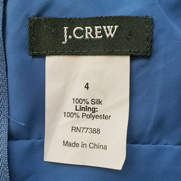 J Crew Emily Dress Womens Sz 4 Blue Silk Chiffon Strapless Event Bridesmaid Prom - Picture 6 of 6